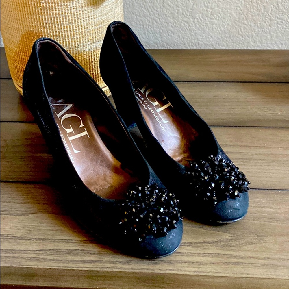 AGL block, heel suede shoes